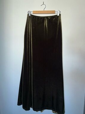 Maggy London Olive Velvet Maxi Skirt